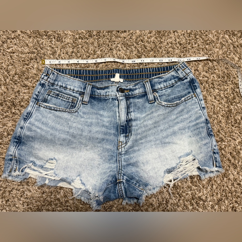 Aerie Distressed Light Blue Jean Shorts